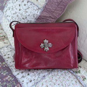 PATRICIA NASH Salina Distressed Leather Crossbody Bag - Dark Magenta